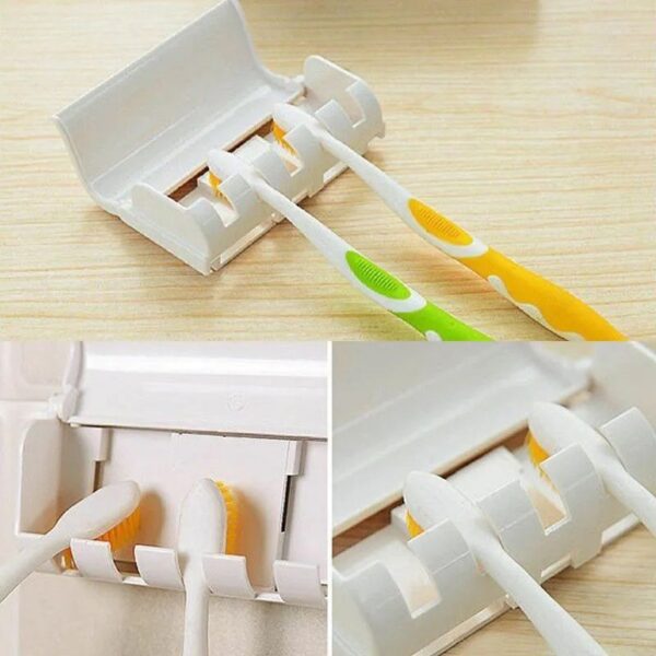 Toothpaste Dispenser With 5 Brush Holder Wall Mounted Automatic Hands Free Toothpaste Dispenser - Image 7